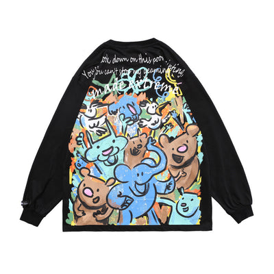 Playera Suelta Estilo Hong Kong con Estampado Divertido para Parejas - Image 5