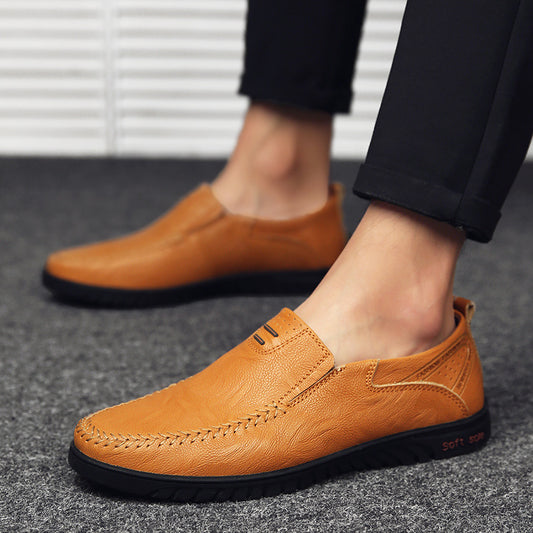 Zapatos Casuales de Cuero Transpirable con Cierre Fácil para Hombre