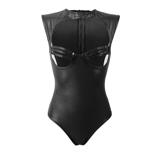 Traje de Baño Enterizo Cuero Sintético Sexy Estilo Europeo - Image 3
