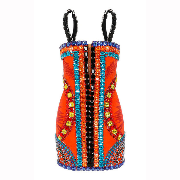 Vestido Ajustado de Fiesta con Tirantes Brillantes y Escote Halter - Image 4