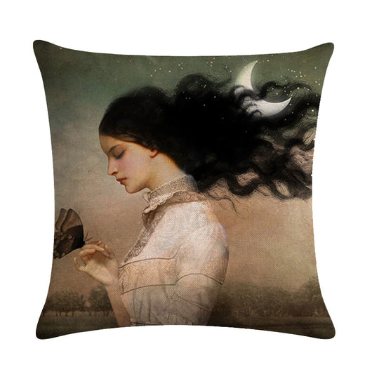 Funda de Almohada de Lino Serie Cuento de Hadas para Niña