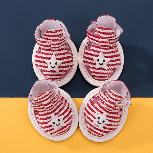 Sandalias de Lona a Rayas para Perros - Zapatos Transpirables con Suela Antideslizante - Image 5