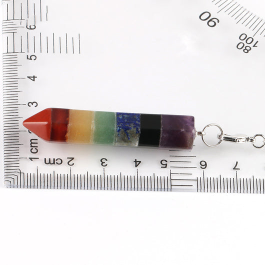 Colgante Péndulo de Cristal Natural de Siete Chakras con Prisma Hexagonal - Image 7