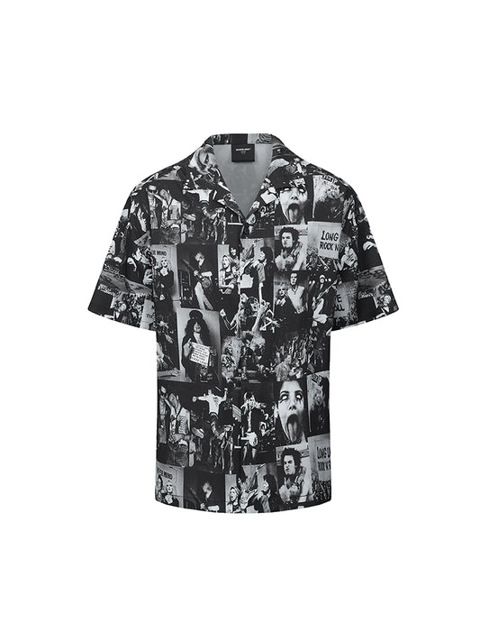 Playera Manga Corta Estampado Blanco y Negro Total