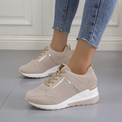 Zapatillas Deportivas con Cuña Plataforma - Tenis Casuales Cómodos Transpirables