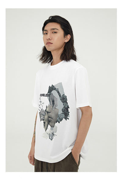 Camiseta Estampado Floral Retro Broken Portrait - Algodón Suelto Casual Tide - Image 13