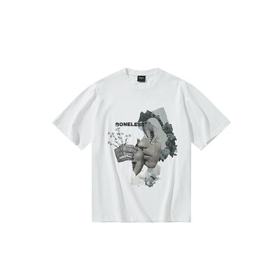 Camiseta Estampado Floral Retro Broken Portrait - Algodón Suelto Casual Tide - Image 9