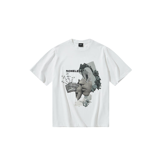 Camiseta Estampado Floral Retro Broken Portrait - Algodón Suelto Casual Tide - Image 9