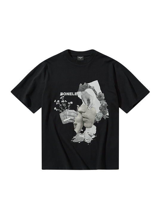 Camiseta Estampado Floral Retro Broken Portrait - Algodón Suelto Casual Tide - Image 11