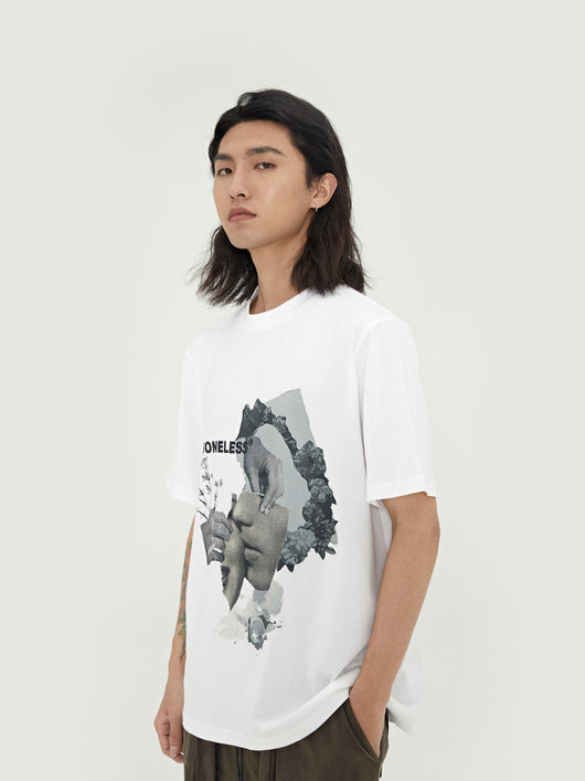 Camiseta Estampado Floral Retro Broken Portrait - Algodón Suelto Casual Tide - Image 6