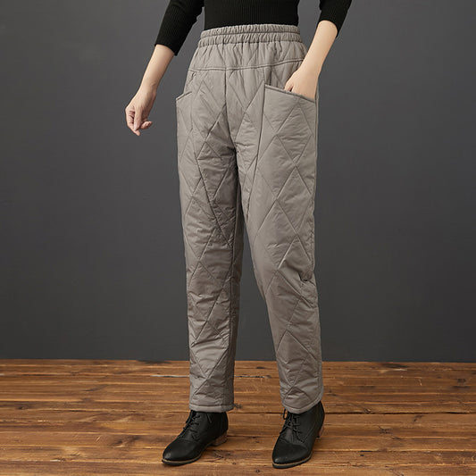 Pantalones Harem de Algodón con Patrón de Diamantes - Image 2
