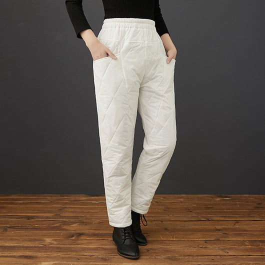 Pantalones Harem de Algodón con Patrón de Diamantes - Image 3