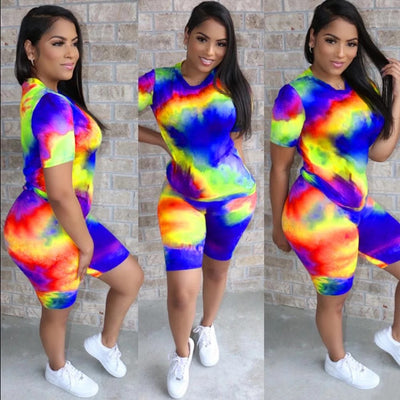 Conjunto Deportivo Casual Tie-Dye con Camiseta para Casa - Image 6