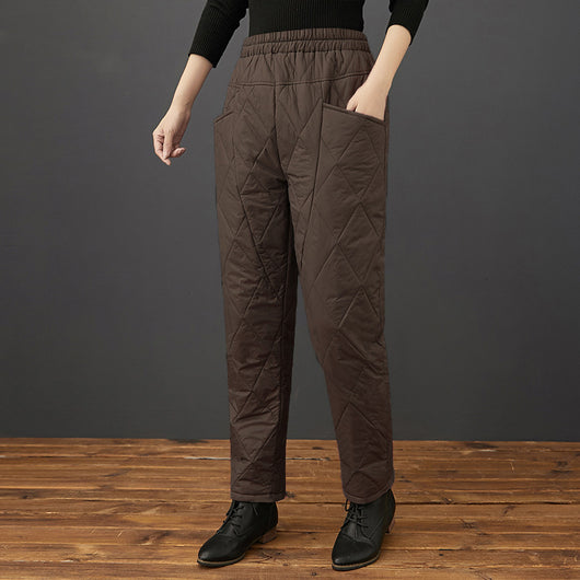 Pantalones Harem de Algodón con Patrón de Diamantes - Image 4