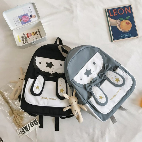 Mochila Estudiantil con Lazo y Lindas Orejas de Conejo