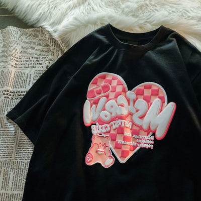 Playera a Cuadros para Parejas - Diseño Coreano Manga Corta Mujer - Image 10