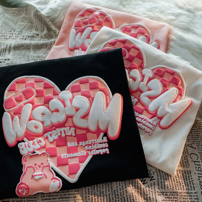 Playera a Cuadros para Parejas - Diseño Coreano Manga Corta Mujer - Image 7