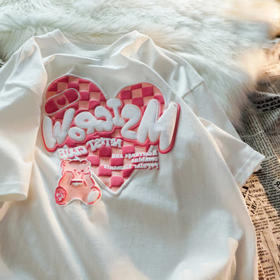 Playera a Cuadros para Parejas - Diseño Coreano Manga Corta Mujer - Image 12