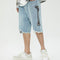 Shorts de Mezclilla Desgastados con Bordado en Hueso y Orilla Cruda