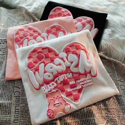 Playera a Cuadros para Parejas - Diseño Coreano Manga Corta Mujer - Image 2