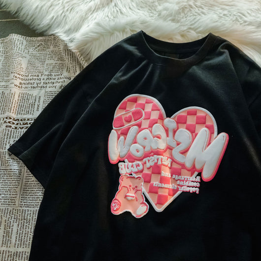 Playera a Cuadros para Parejas - Diseño Coreano Manga Corta Mujer - Image 4