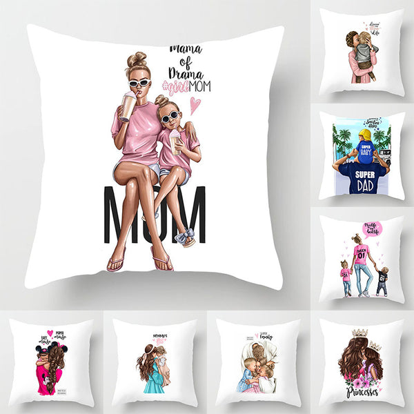 Funda de Almohada Día de Madres Serie Madre-Hijo
