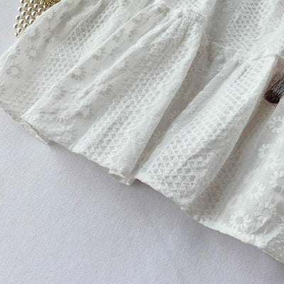 Blusa Vaquera Blanca con Bordado de Flecos y Detalles de Madera - Image 12