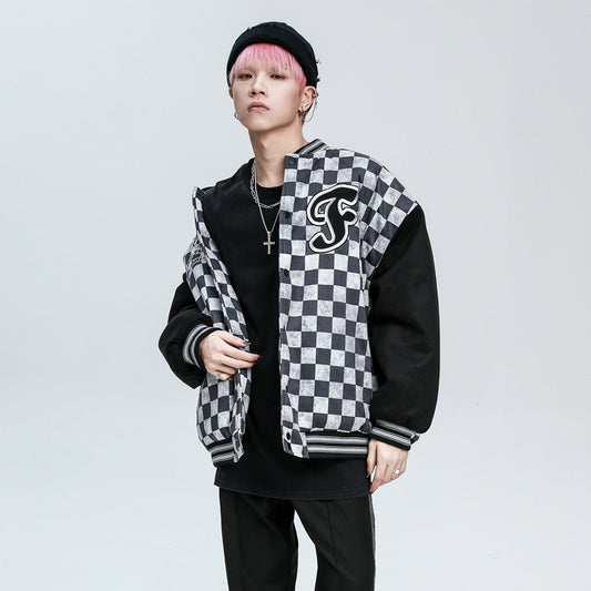 Chaqueta Acolchada de Algodón a Cuadros - Estilo Béisbol