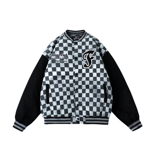 Chaqueta Acolchada de Algodón a Cuadros - Estilo Béisbol - Image 3