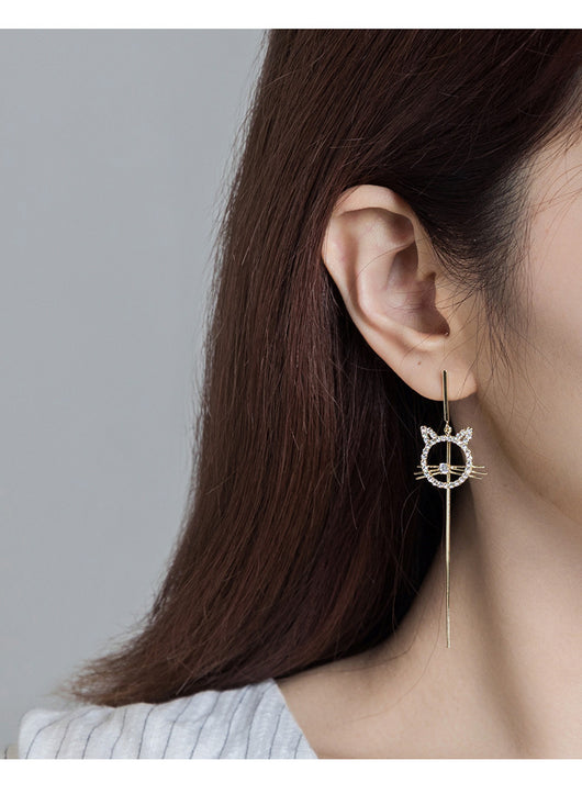 Aretes Asimétricos Gato y Pez con Aguja de Plata - Image 8