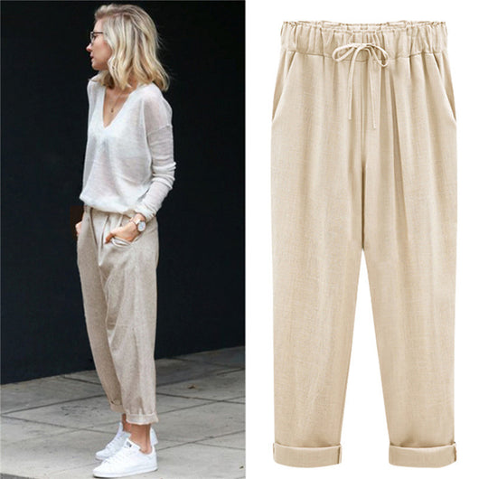 Pantalones de Lino Sueltos y Ligeros para Mujer
