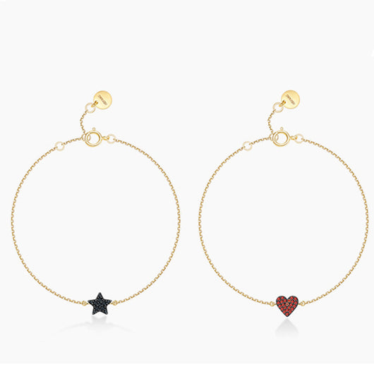 Pulsera de Plata 925 con Cristales Brillantes y Símbolo Minimalista