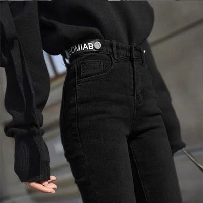 Jeans Cintura Alta Estilo Coreano para Mujer