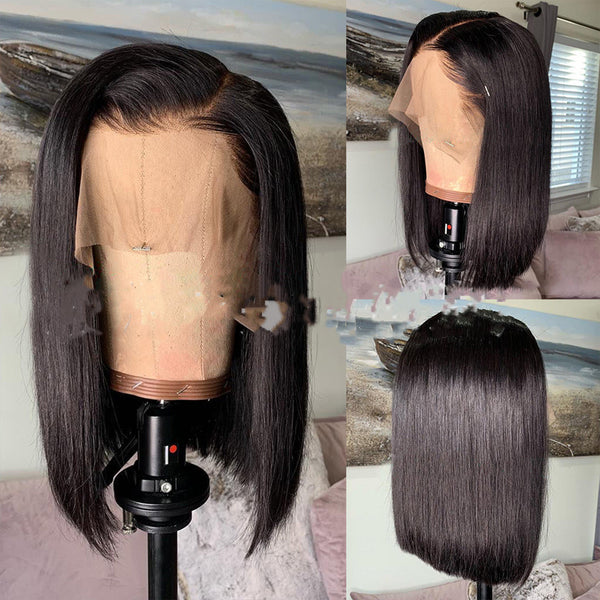 Peluca Bob Corta de Encaje Frontal - Fibra Sintética Premium Estilo Europeo