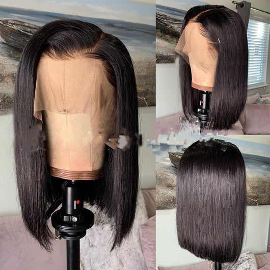 Peluca Bob Corta de Encaje Frontal - Fibra Sintética Premium Estilo Europeo