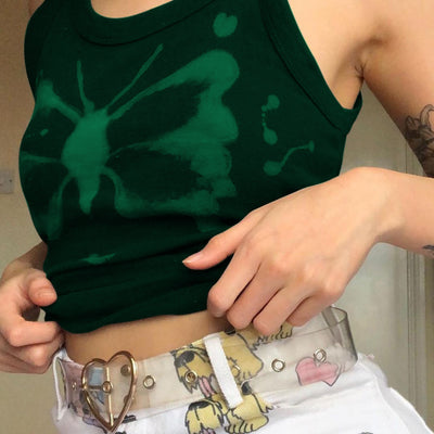 Blusa Slim Fit Cuello Redondo sin Mangas con Estampado de Mariposas para Mujer - Image 11