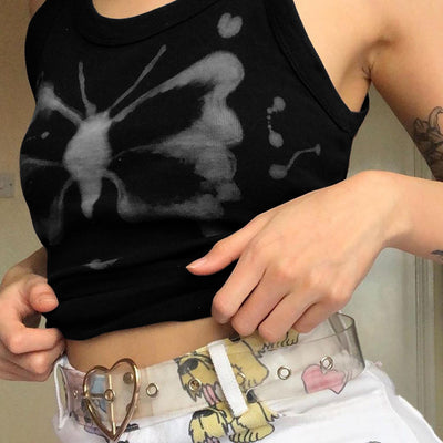 Blusa Slim Fit Cuello Redondo sin Mangas con Estampado de Mariposas para Mujer - Image 14