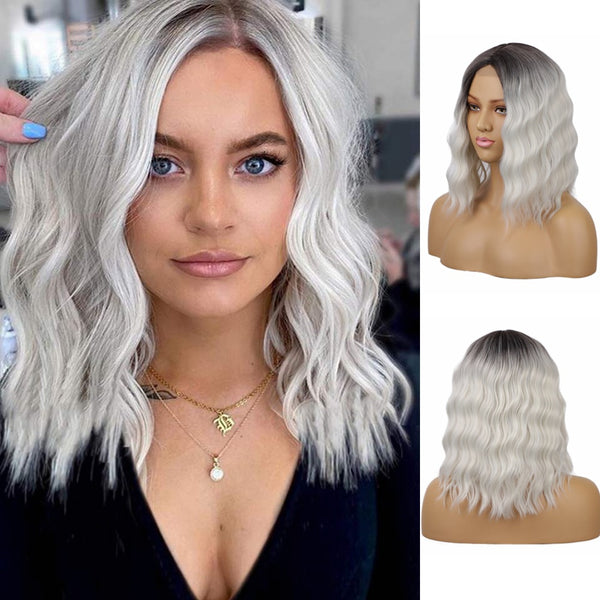 Peluca Corta Rizada para Mujer con Encaje Frontal