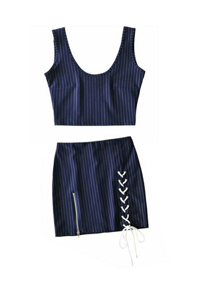 Vestido Otoñal Elegante con Falda a Rayas y Corpiño Suspensor de Cintura Alta - Image 12