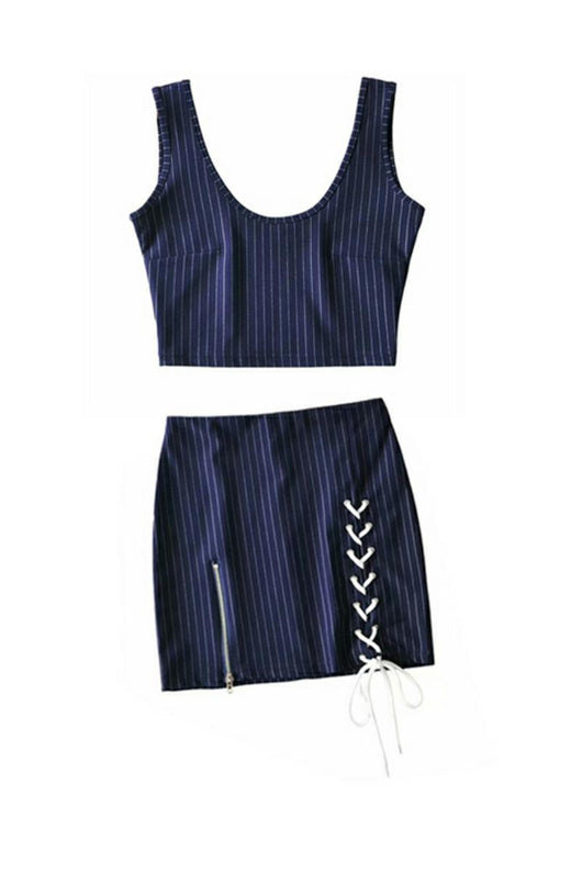 Vestido Otoñal Elegante con Falda a Rayas y Corpiño Suspensor de Cintura Alta - Image 12