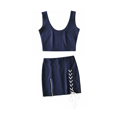 Vestido Otoñal Elegante con Falda a Rayas y Corpiño Suspensor de Cintura Alta - Image 10