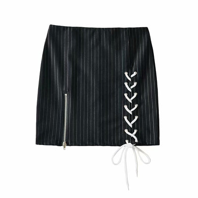 Vestido Otoñal Elegante con Falda a Rayas y Corpiño Suspensor de Cintura Alta - Image 8