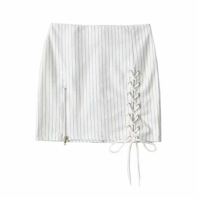Vestido Otoñal Elegante con Falda a Rayas y Corpiño Suspensor de Cintura Alta - Image 5