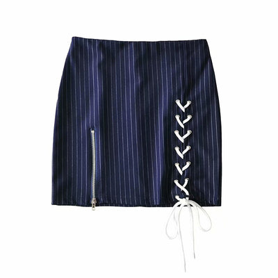 Vestido Otoñal Elegante con Falda a Rayas y Corpiño Suspensor de Cintura Alta - Image 7