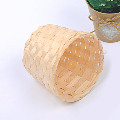Canasta de Almacenamiento de Bambú Tejida a Mano con Patchwork Natural - Image 10