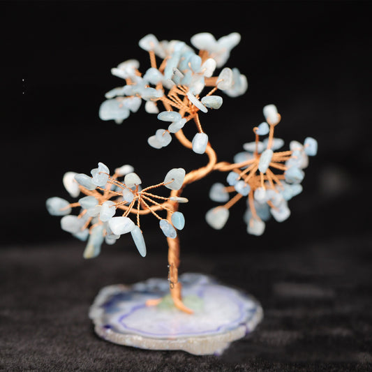 Árbol de la Fortuna de Cristal Aguamarina Decorativo