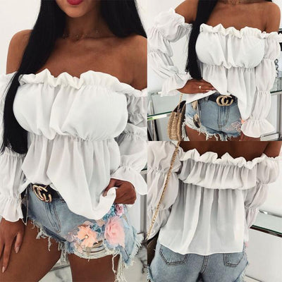 Blusa Asimétrica de Gasa con Cintura Definida
