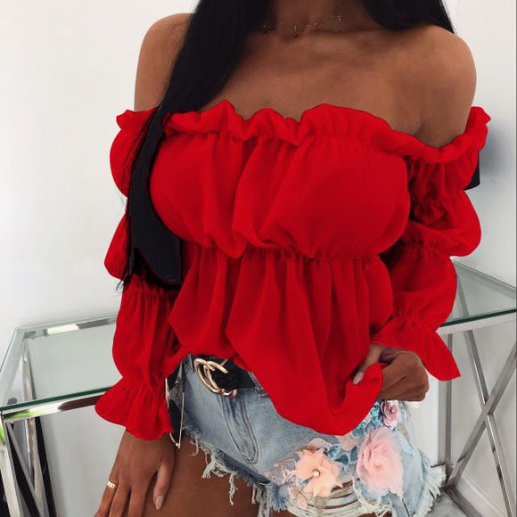 Blusa Asimétrica de Gasa con Cintura Definida