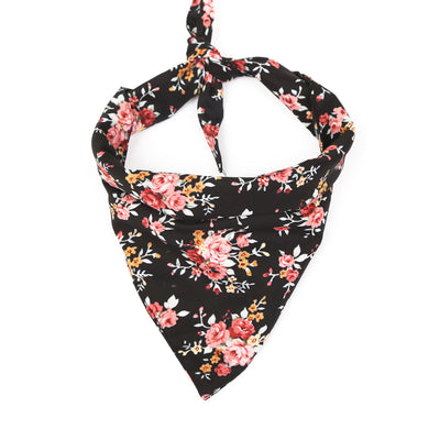 Pañuelo Triangular Floral para Mascotas - Babero Doble Algodón con Joya - Image 2