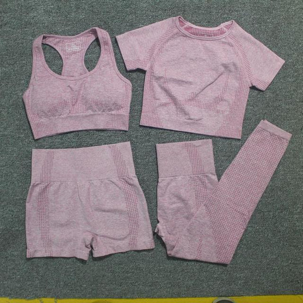 Conjunto Deportivo Yoga Sin Costuras: Leggings Cortos y Top Crop